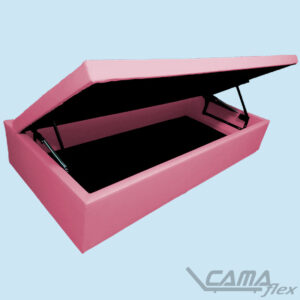 Cama box baú solteiro rosa bebê