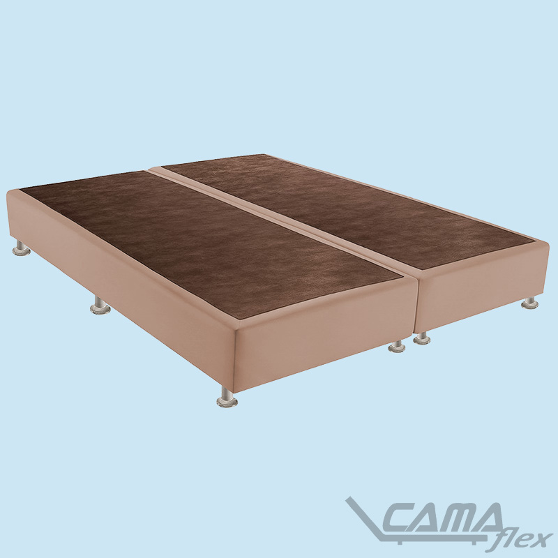 Cama king com box bipartido caramelo