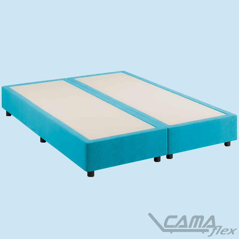 Cama queen com box bipartido azul tiffany