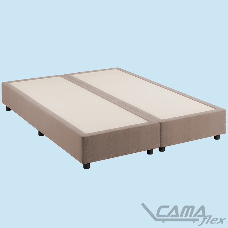 Cama queen com box bipartido bege