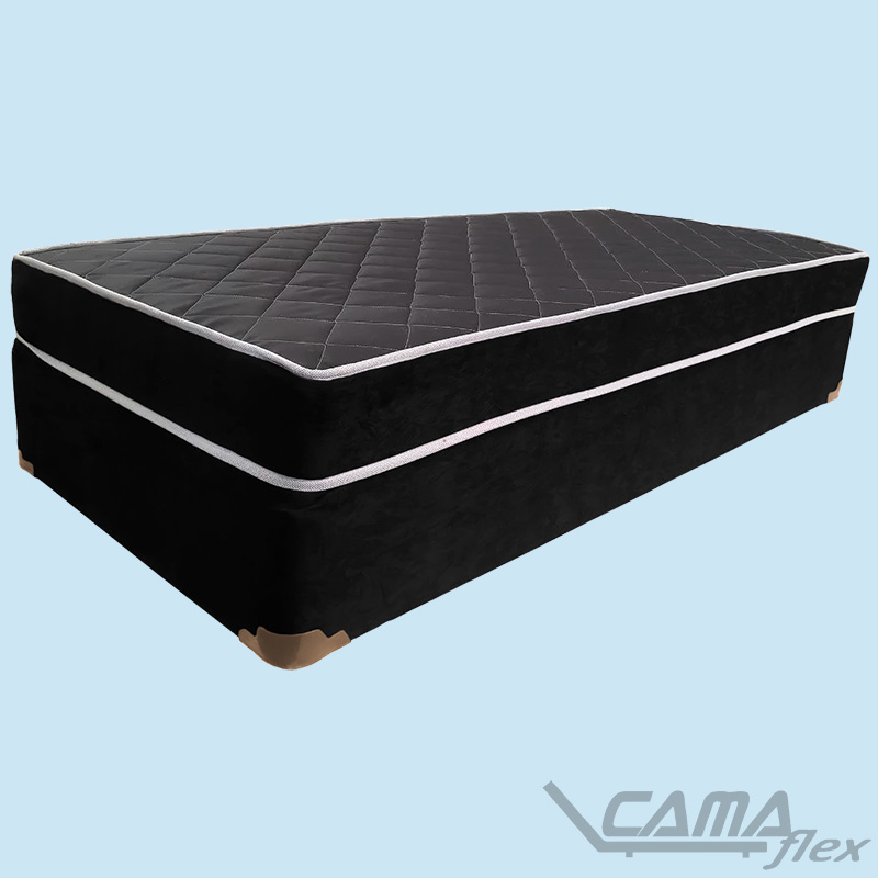 Cama box conjugado solteiro preta